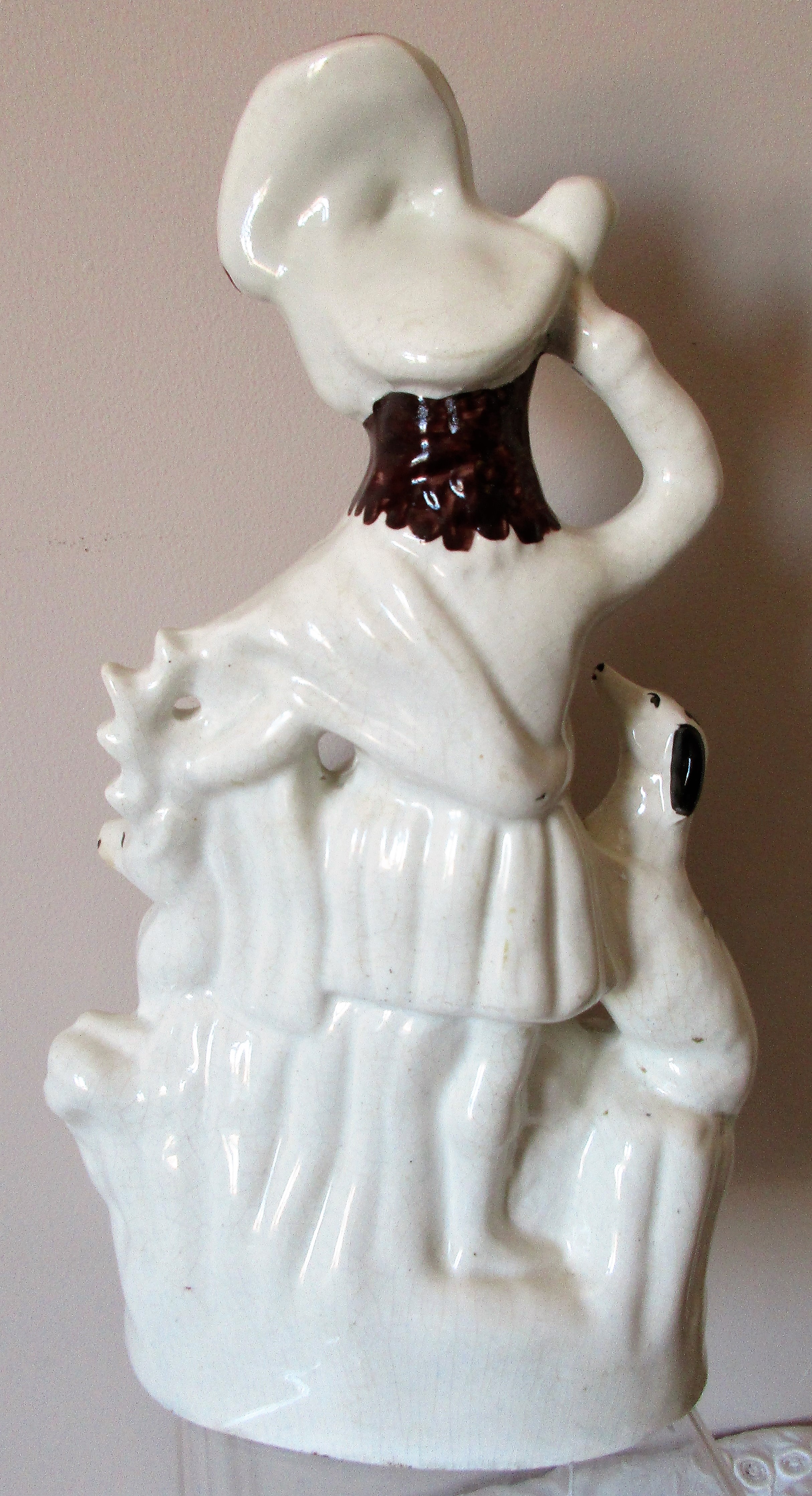 Antique English Victorian Staffordshire Figure ~ “Hunter with Horn” Antique Ceramics 5